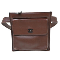 Chanel Vintage Front Pocket Waist Bag Leather Brown Leather Clutche & Pouche Bag (Pre-Loved)