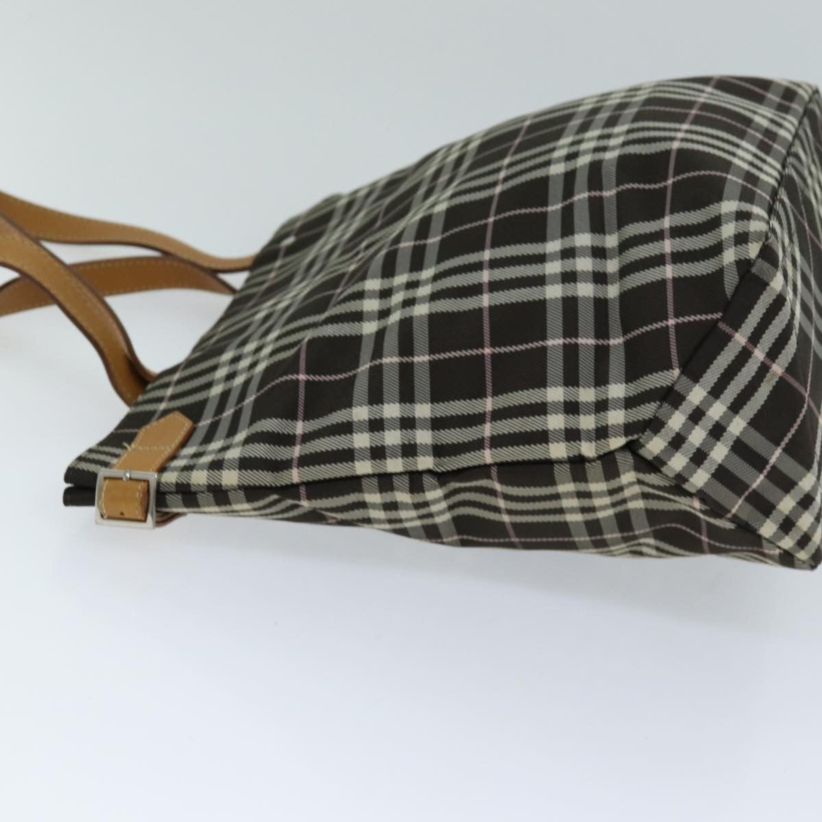 Burberry Nova Check Blue Label Nylon Brown Nylon Tote Bag Bag (Authentic Pre-Loved)