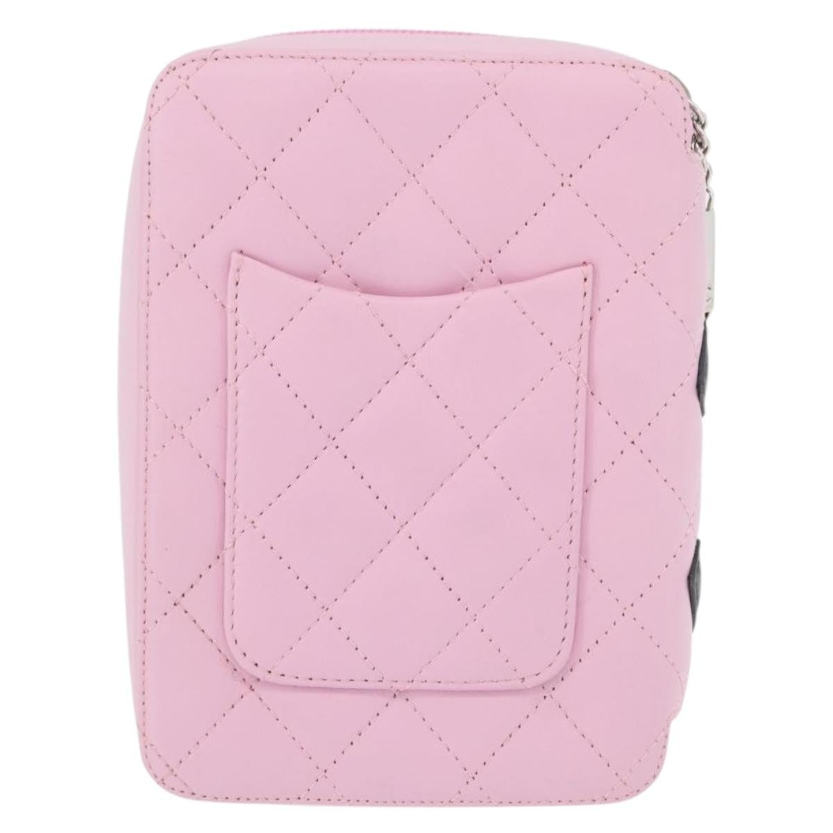 Chanel Chanel Cambon Zip Around Cosmetic Case Quilted Leather Pink Leather Wallets Accessory (Pre-Loved)