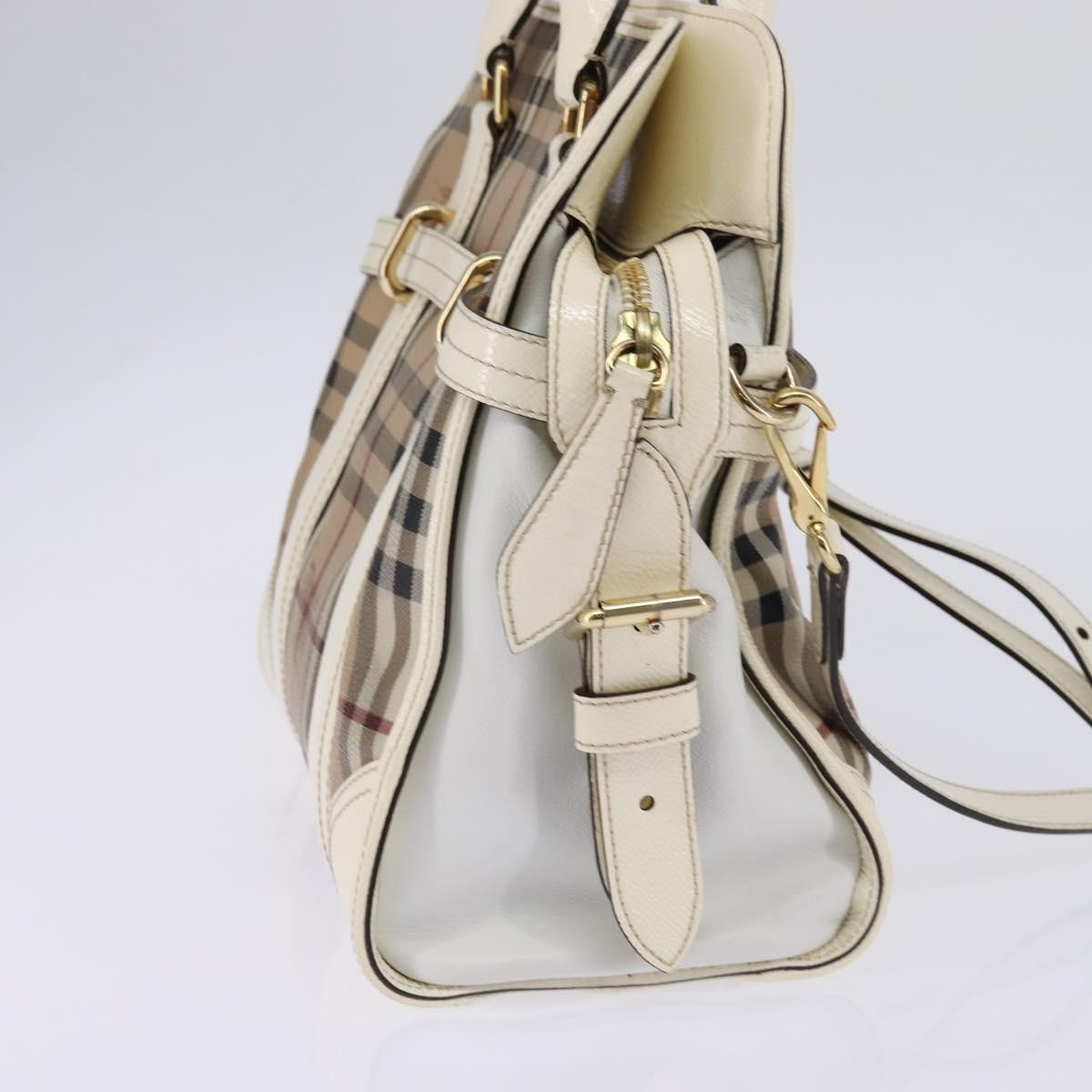 Burberry Minford Satchel Haymarket Coated Canvas Beige Canvas Tote Bag Bag (Authentic Pre-Loved)