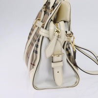 Burberry Minford Satchel Haymarket Coated Canvas Beige Canvas Tote Bag Bag (Authentic Pre-Loved)