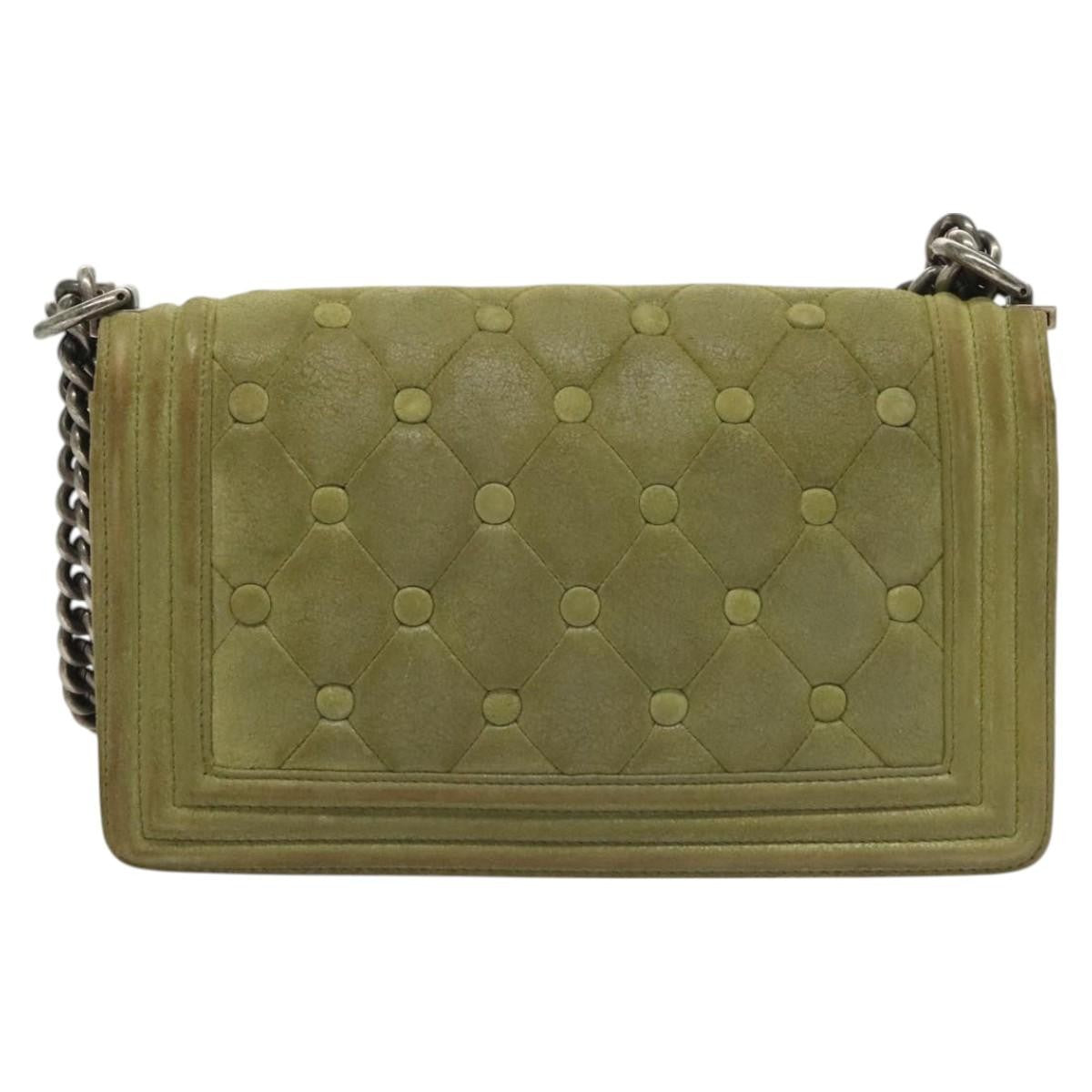 Chanel Celtic Boy Flap Bag Suede Green Suede Shoulder Bag Bag (Authentic Pre-Loved)