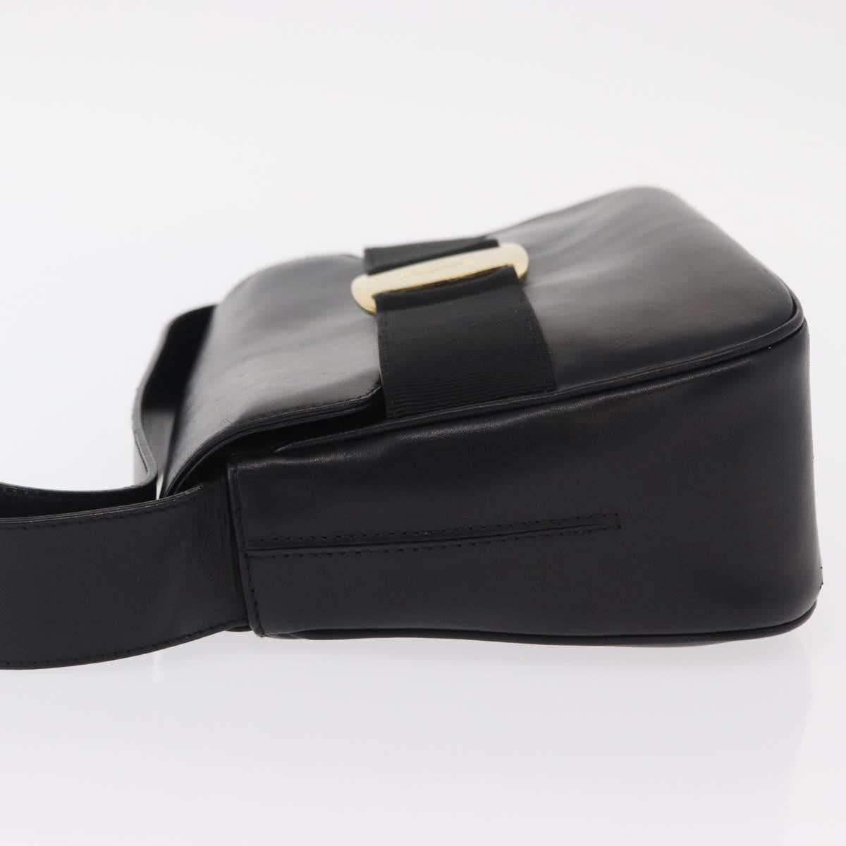 Salvatore Ferragamo Vala Shoulder Bag Leather Black Leather Shoulder Bag Bag (Authentic Pre-Loved)