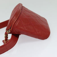 Chanel Vintage Zip Belt Bag Quilted Caviar Red Leather Shoulder Bag Bag (Pre-Loved)