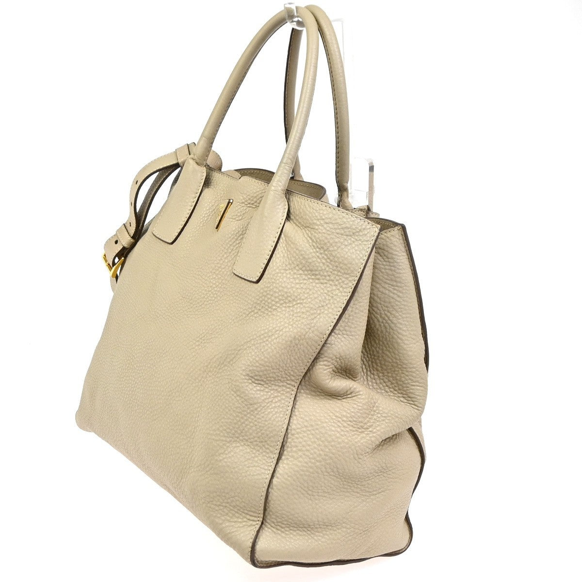 Prada Convertible Open Shopping Tote Vitello Daino Beige Leather Tote Bag Bag (Authentic Pre-Loved)