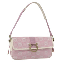 Salvatore Ferragamo Gancini Shoulder Bag Canvas Pink Canvas Shoulder Bag Bag (Authentic Pre-Loved)