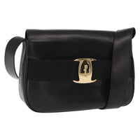 Salvatore Ferragamo Vala Shoulder Bag Leather Black Leather Shoulder Bag Bag (Authentic Pre-Loved)