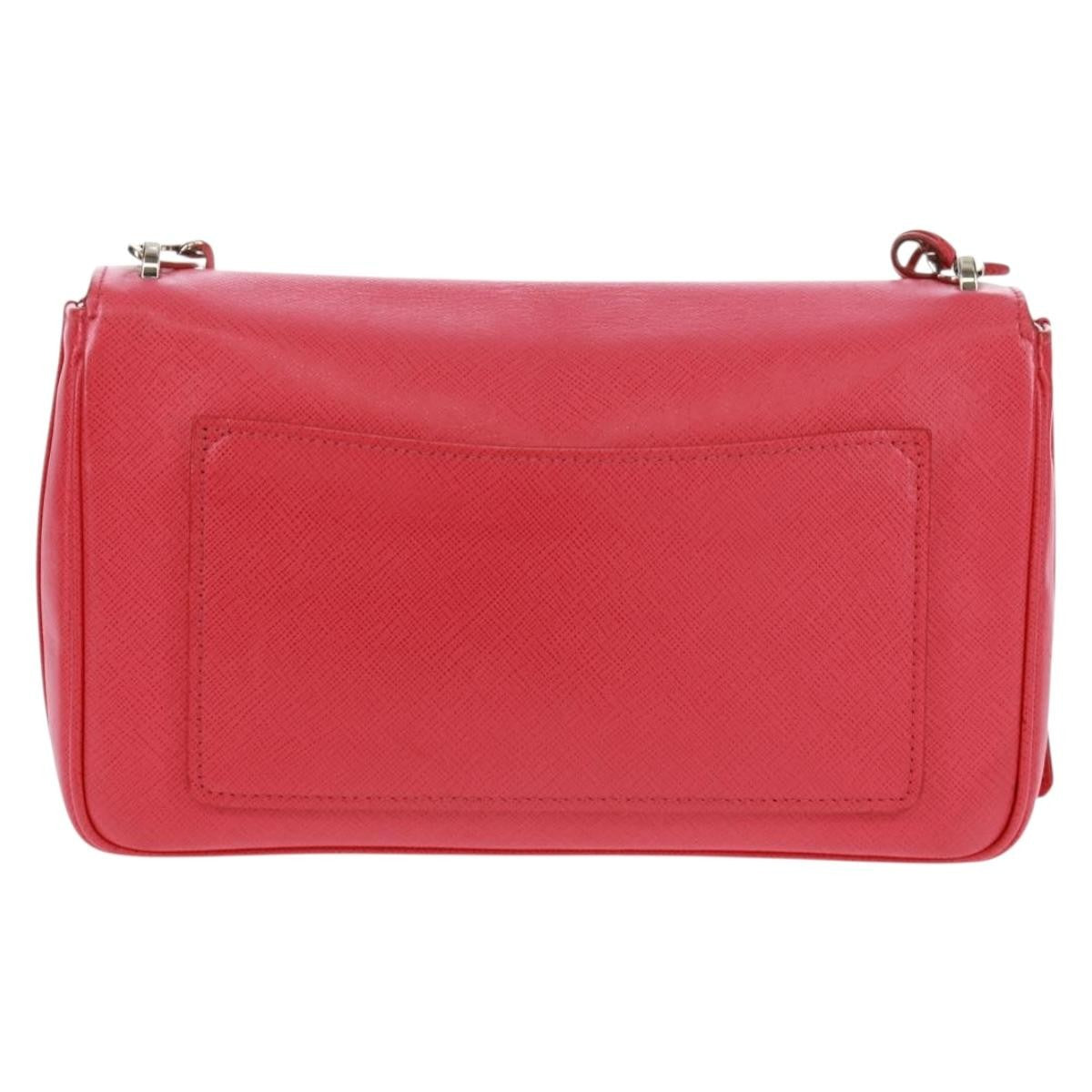 Prada Sound Chain Shoulder Bag Saffiano Leather Red Leather Shoulder Bag Bag (Authentic Pre-Loved)