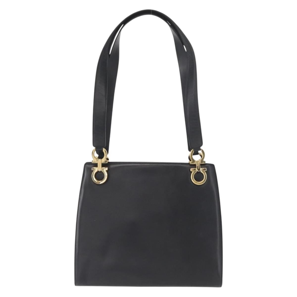 Salvatore Ferragamo Gancini Shoulder Bag Leather Black Leather Shoulder Bag Bag (Authentic Pre-Loved)