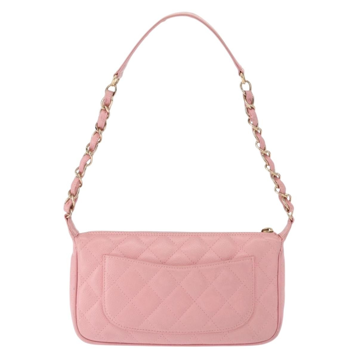 Chanel Chanel Timeless Cc Chain Shoulder Bag Quilted Caviar Pink Leather Shoulder Bag Bag (Pre-Loved)