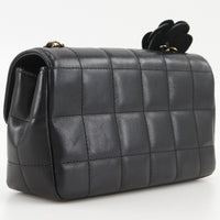 Chanel Chanel Camellia Chocolate Bar Flap Bag Quilted Lambskin Black Leather Shoulder Bag Bag (Pre-Loved)