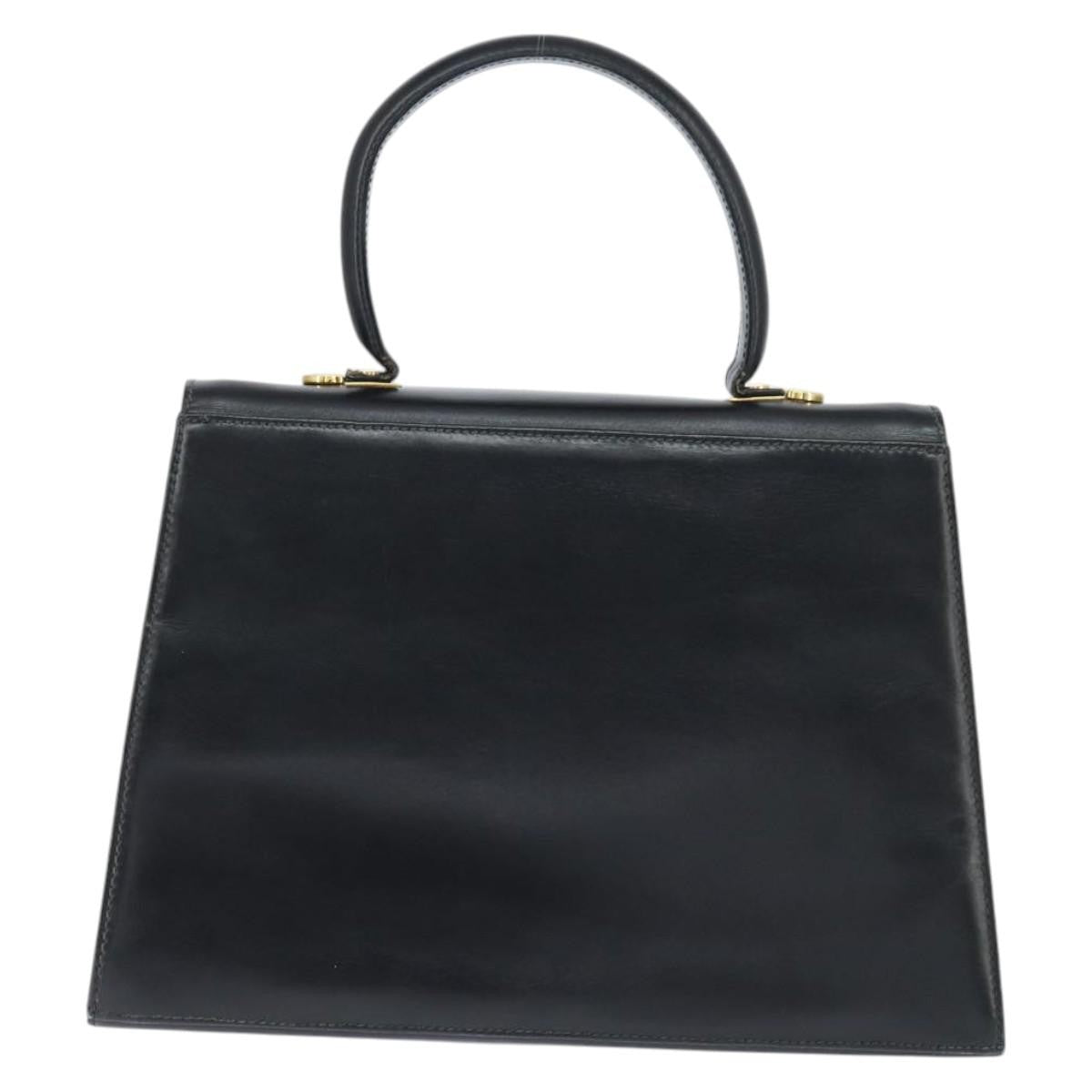 Salvatore Ferragamo Gancini Convertible Top Handle Bag Leather Black Leather Handbag (Authentic Pre-Loved)