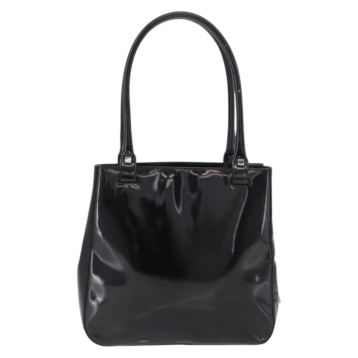 Salvatore Ferragamo Vintage Tote Bag Patent Leather Black Patent_Leather Tote Bag Bag (Pre-Loved)