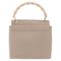 Gucci Vintage Bamboo Handle Bag Leather Beige Leather Handbag (Authentic Pre-Loved)