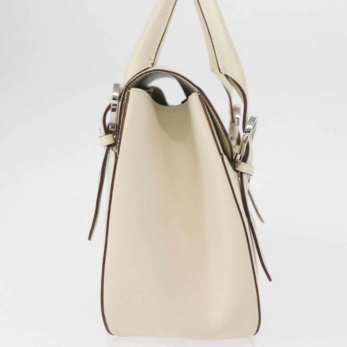 Salvatore Ferragamo Gancini Shoulder Bag Leather White Leather Shoulder Bag Bag (Pre-Loved)