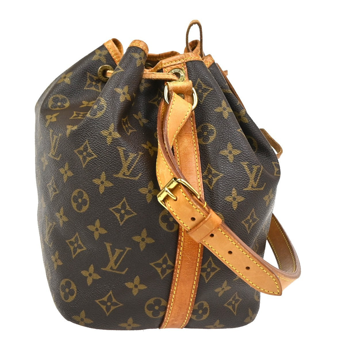 Louis Vuitton Petit Noe Handbag Monogram Canvas Brown Canvas Shoulder Bag Bag (Pre-Loved)