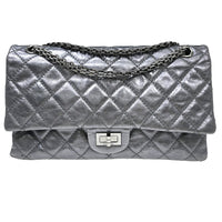 Chanel Reissue 2.55 Flap Bag Metallic Leather Silver Calfskin Handbag (Pre-Loved)