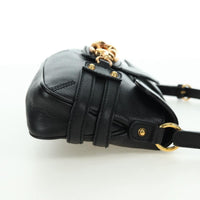 Gucci Horsebit Shoulder Bag Gg Canvas And Leather Black Leather Shoulder Bag Bag (Authentic Pre-Loved)