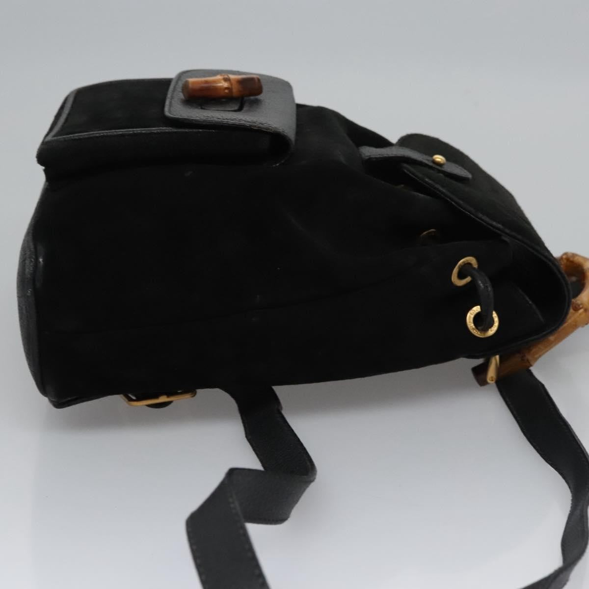 Gucci Gucci Bamboo Backpack Daim Black Suede Backpack Bag (Authentic Pre-Loved)