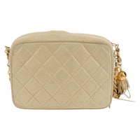Chanel Chain Flap Shoulder Bag Quilted Lambskin Beige Leather Shoulder Bag Bag (Authentic Pre-Loved)
