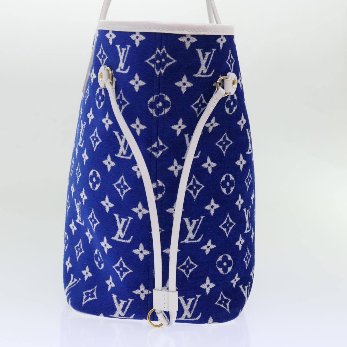 Louis Vuitton Neverfull Nm Tote Lv Match Monogram Jacquard Velvet Blue Velvet Tote Bag Bag (Authentic Pre-Loved)