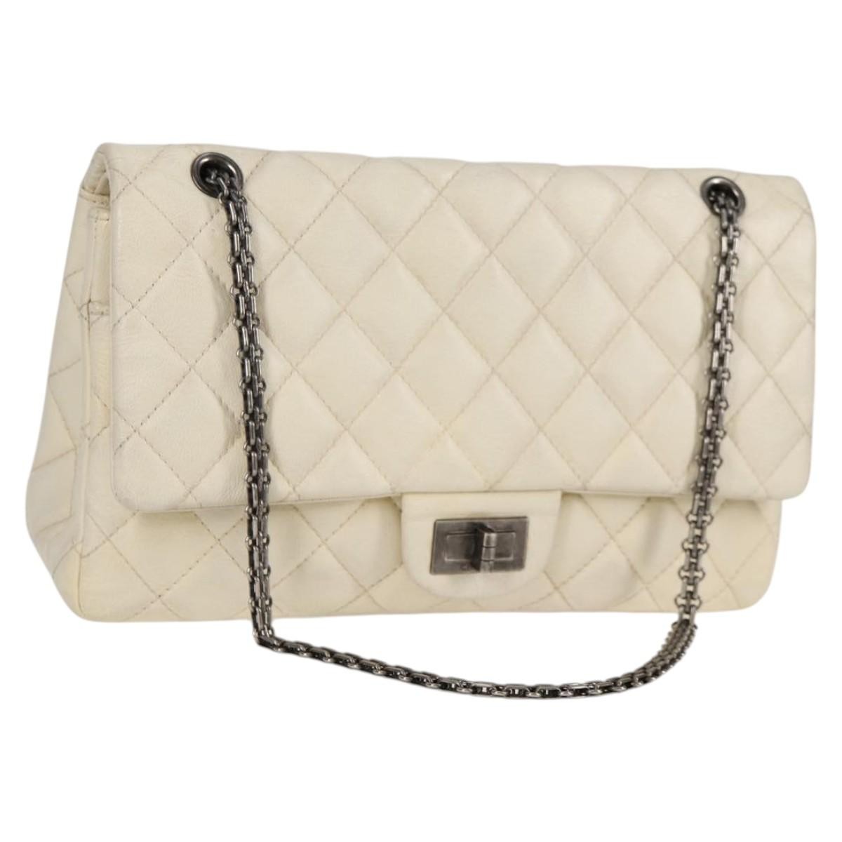 Chanel Reissue 2.55 Flap Bag Quilted Caviar White Leather Shoulder Bag Bag (Authentic Pre-Loved)