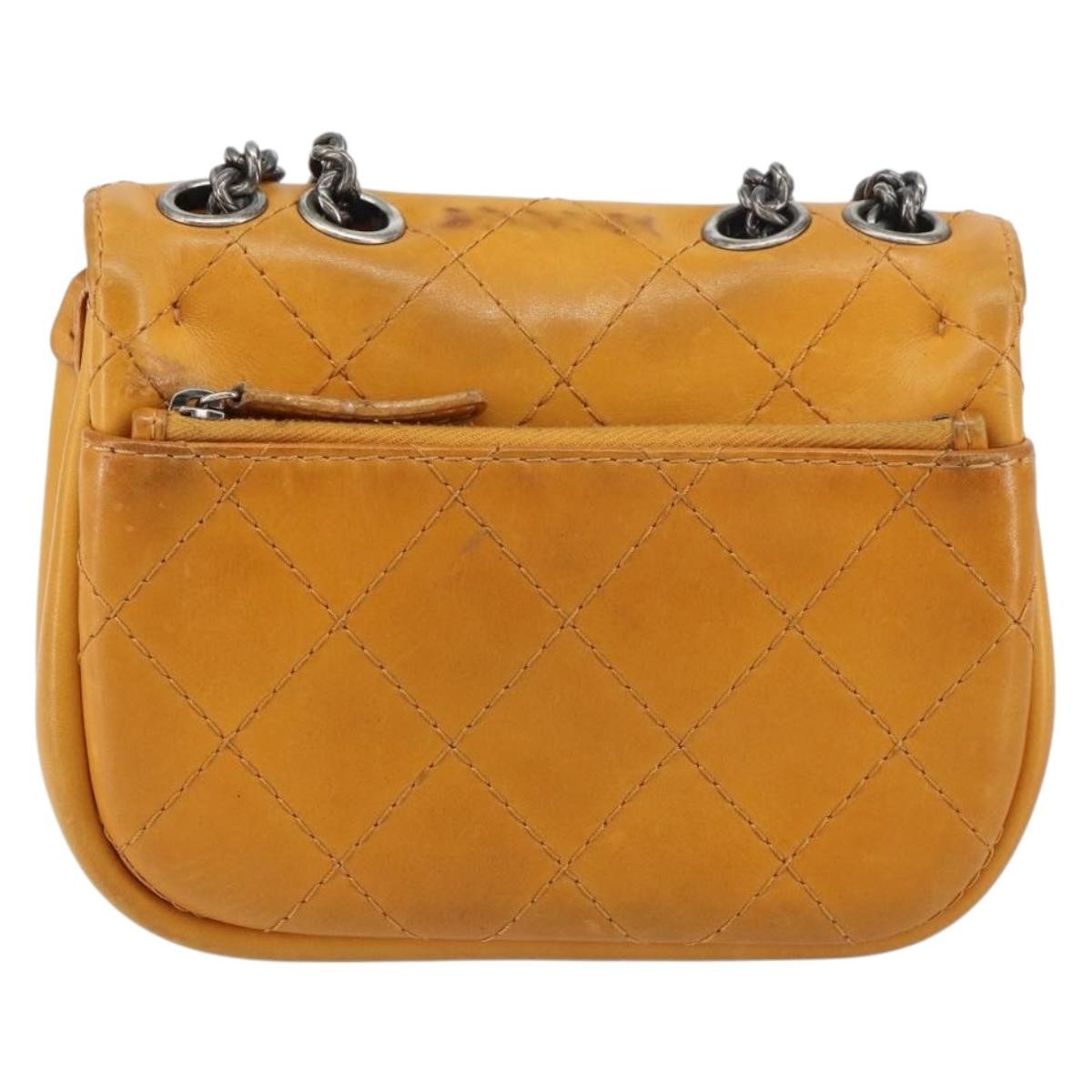 Chanel Chain Flap Bag Quilted Leather Orange Leather Shoulder Bag Bag (Pre-Loved)