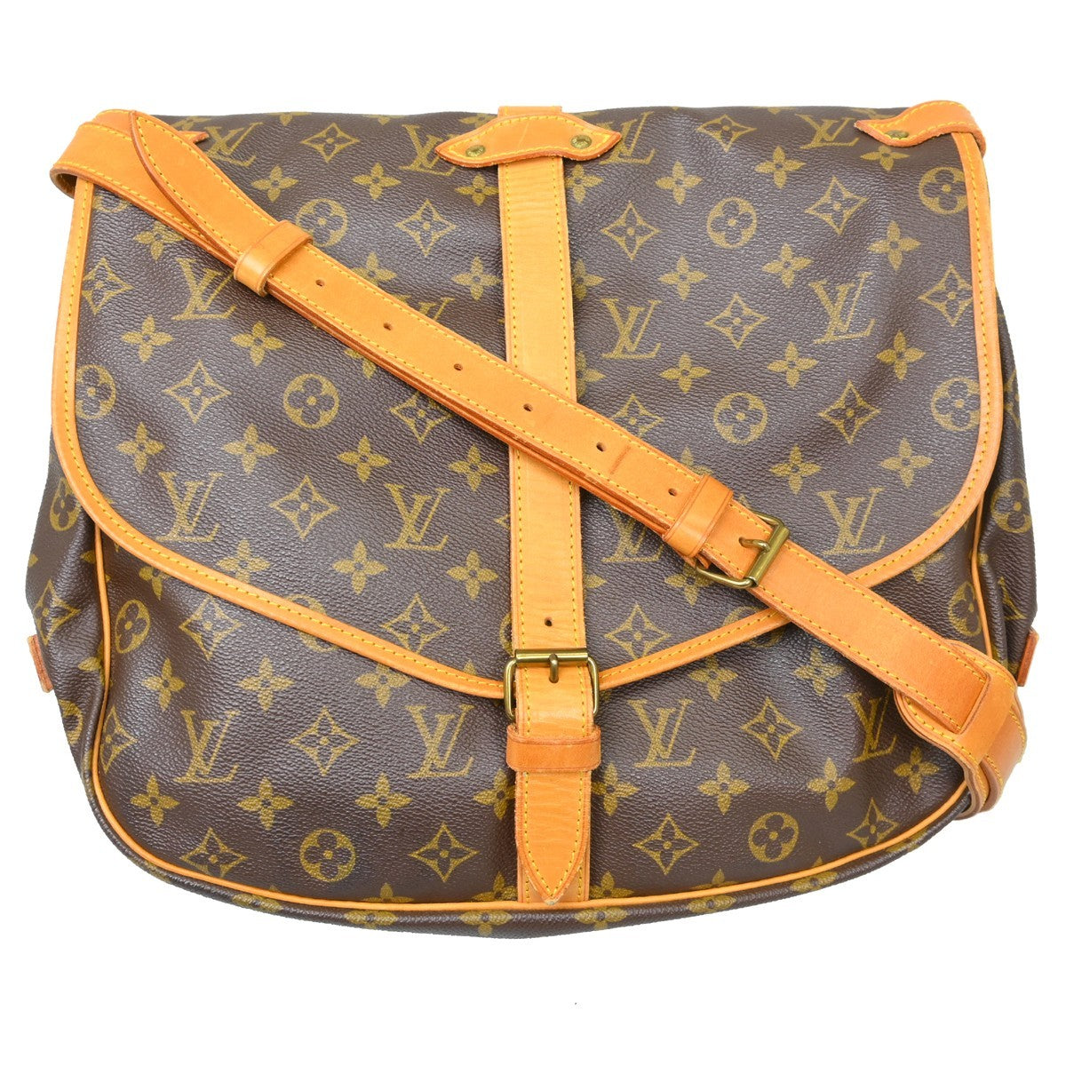 Louis Vuitton Saumur Handbag Monogram Canvas Brown Canvas Shoulder Bag Bag (Pre-Loved)