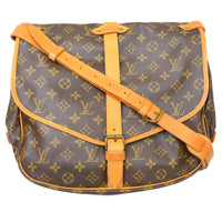 Louis Vuitton Saumur Handbag Monogram Canvas Brown Canvas Shoulder Bag Bag (Pre-Loved)