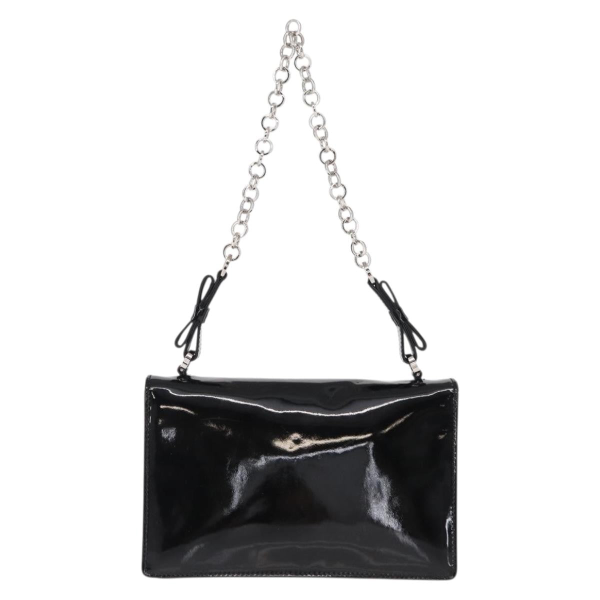 Salvatore Ferragamo Gancini Chain Shoulder Bag Patent Leather Black Patent_Leather Shoulder Bag Bag (Pre-Loved)