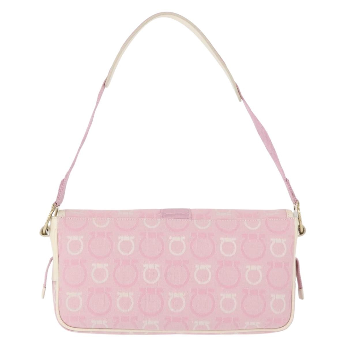 Salvatore Ferragamo Gancini Shoulder Bag Canvas Pink Canvas Shoulder Bag Bag (Pre-Loved)
