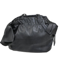 Prada Bow Tie Pleated Tote Leather Black Leather Shoulder Bag Bag (Pre-Loved)