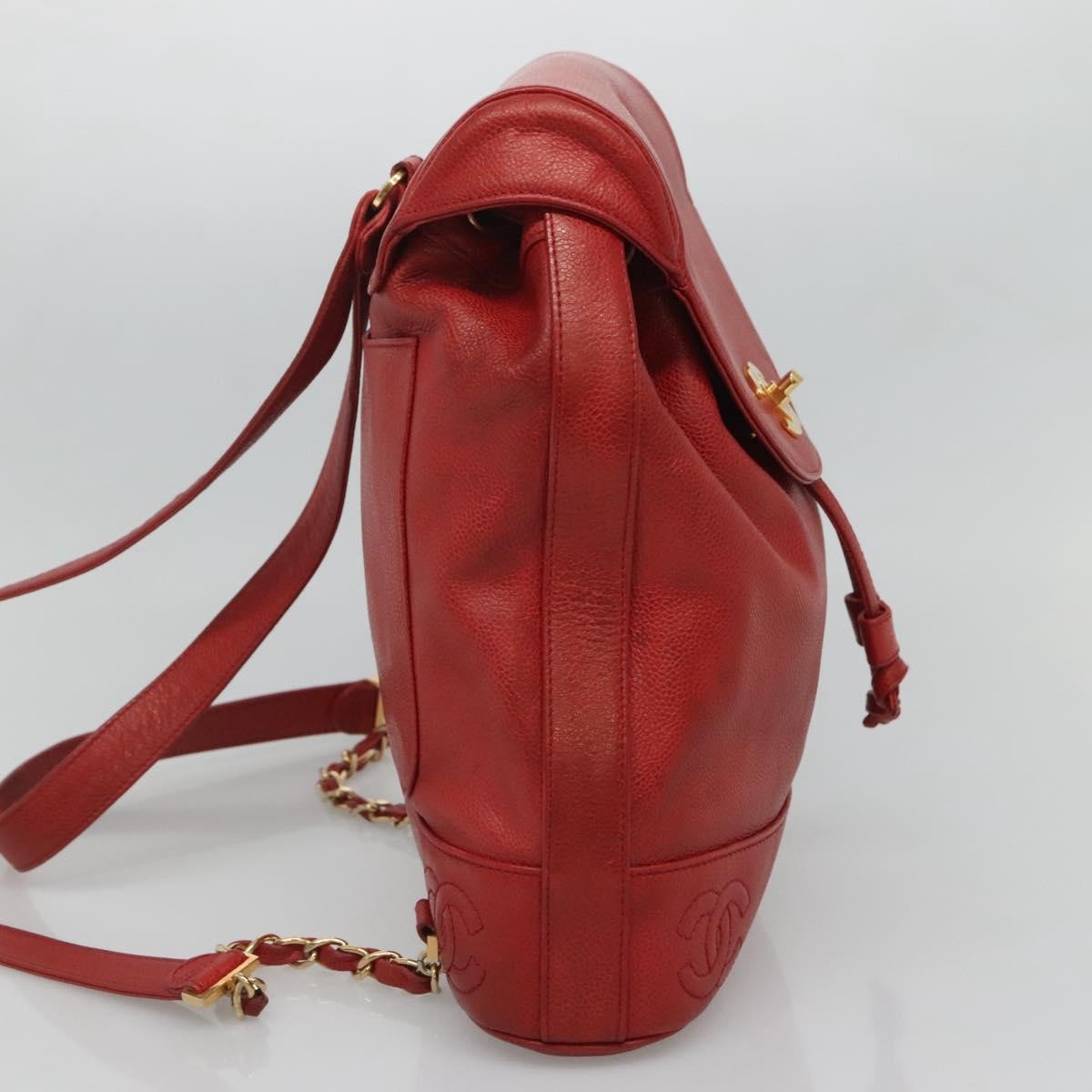Chanel Vintage Backpack Caviar Red Leather Backpack Bag (Authentic Pre-Loved)