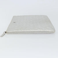 Chanel O Case Clutch Quilted Perforated Lambskin Silver Leather Clutche & Pouche Bag (Pre-Loved)