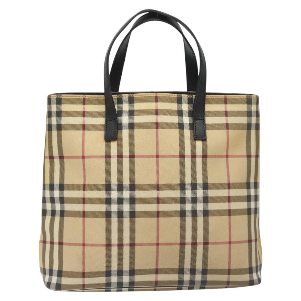 Burberry Nova Check Tote Canvas Check Pattern Beige Canvas Tote Bag Bag (Authentic Pre-Loved)
