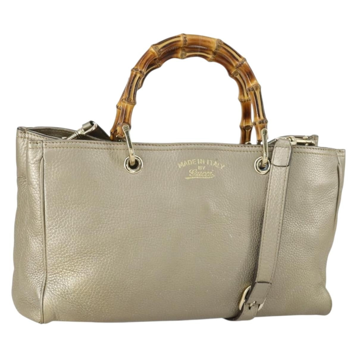 Gucci Bamboo Shopper Tote Leather Beige Leather Tote Bag Bag (Pre-Loved)