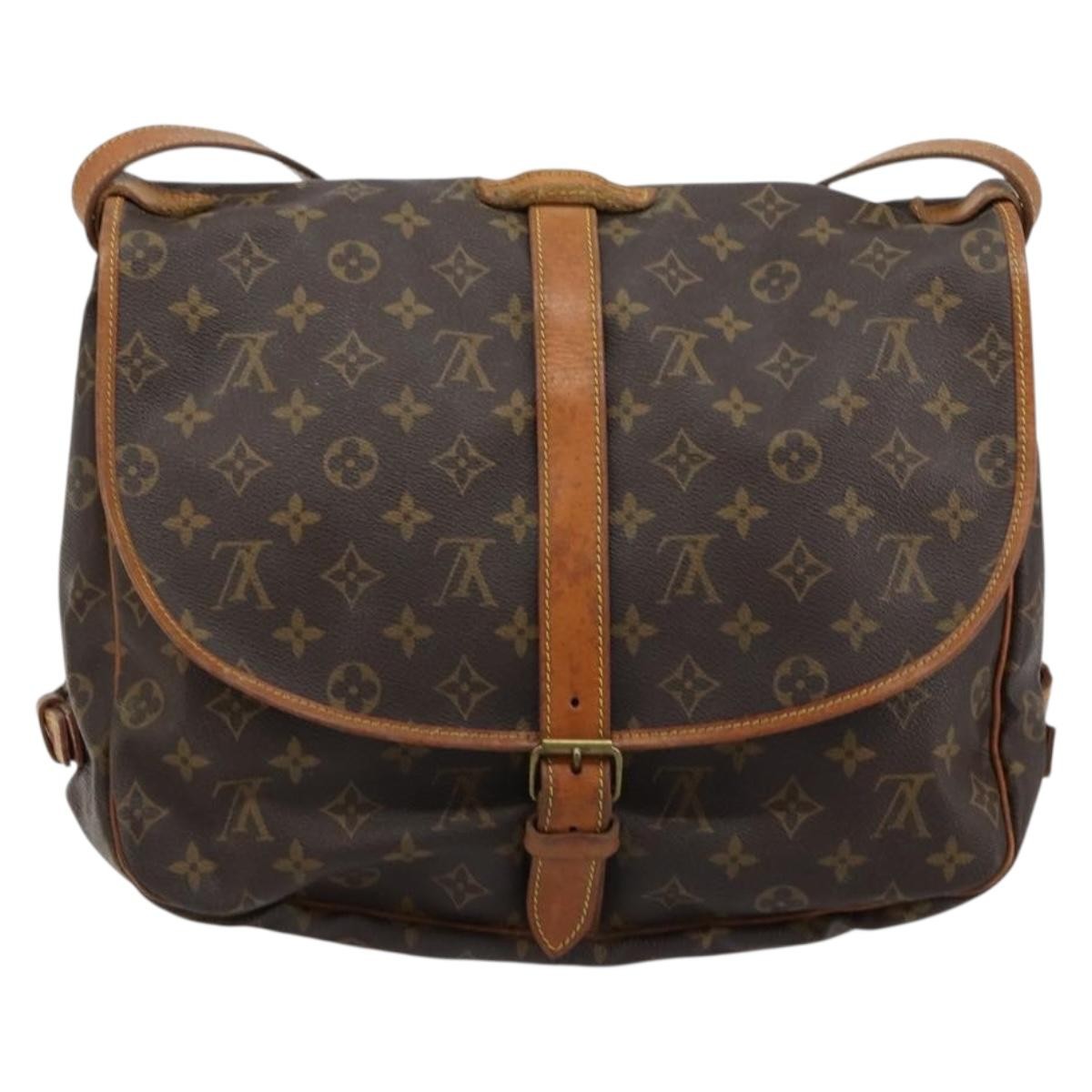 Louis Vuitton Saumur Handbag Monogram Canvas Brown Canvas Shoulder Bag Bag (Pre-Loved)