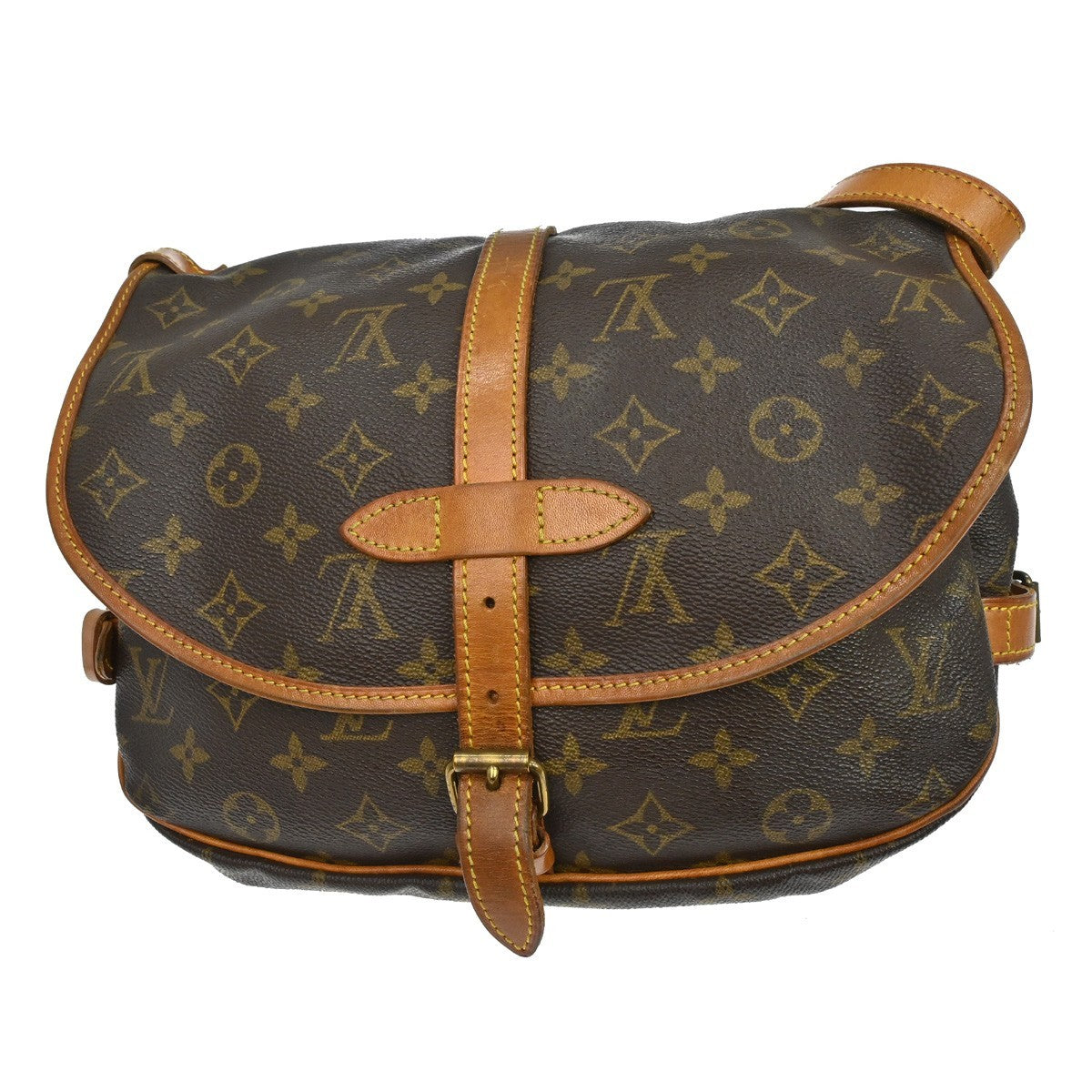Louis Vuitton Saumur Handbag Monogram Canvas Brown Canvas Shoulder Bag Bag (Authentic Pre-Loved)