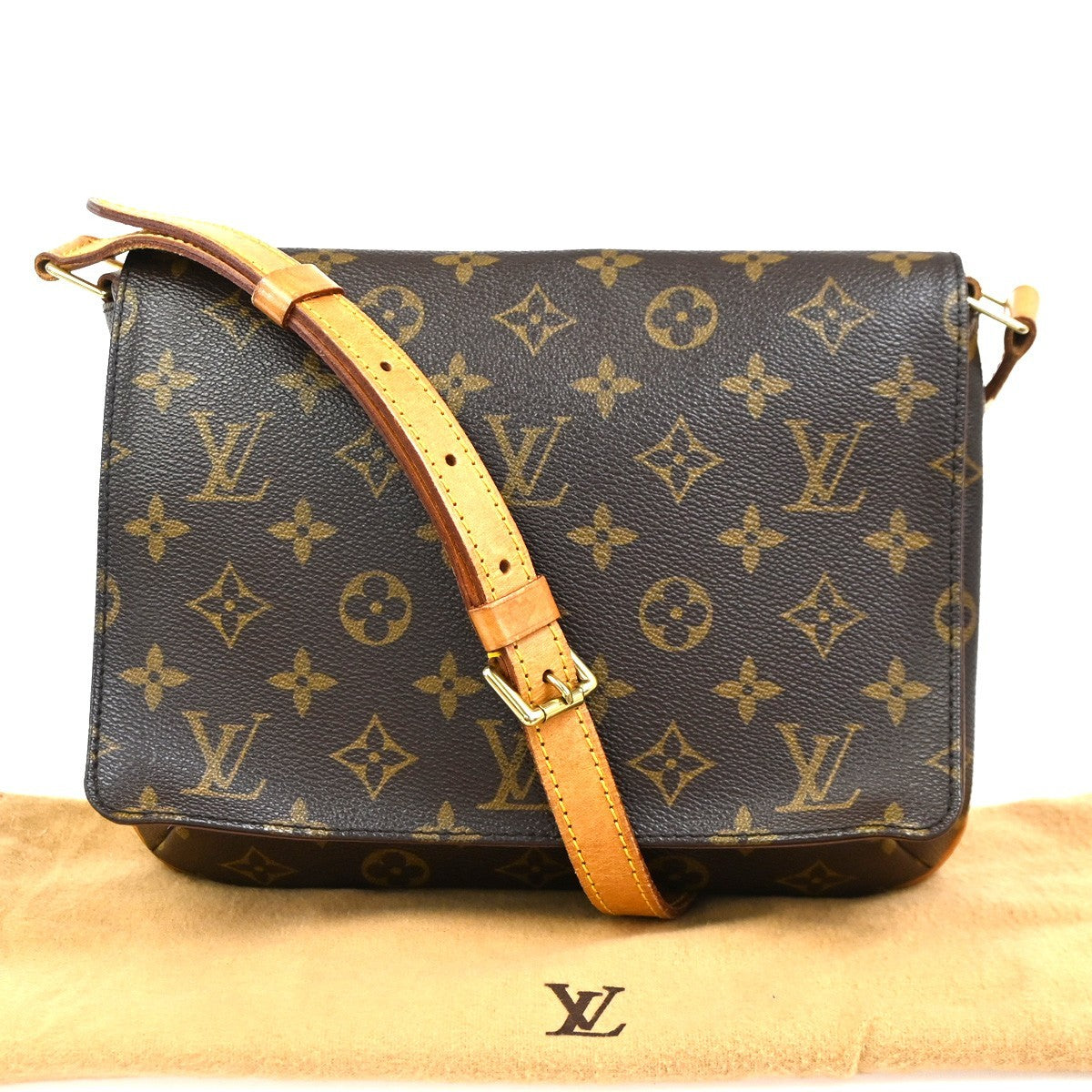 Louis Vuitton Musette Tango Handbag Monogram Canvas Brown Canvas Shoulder Bag Bag (Authentic Pre-Loved)