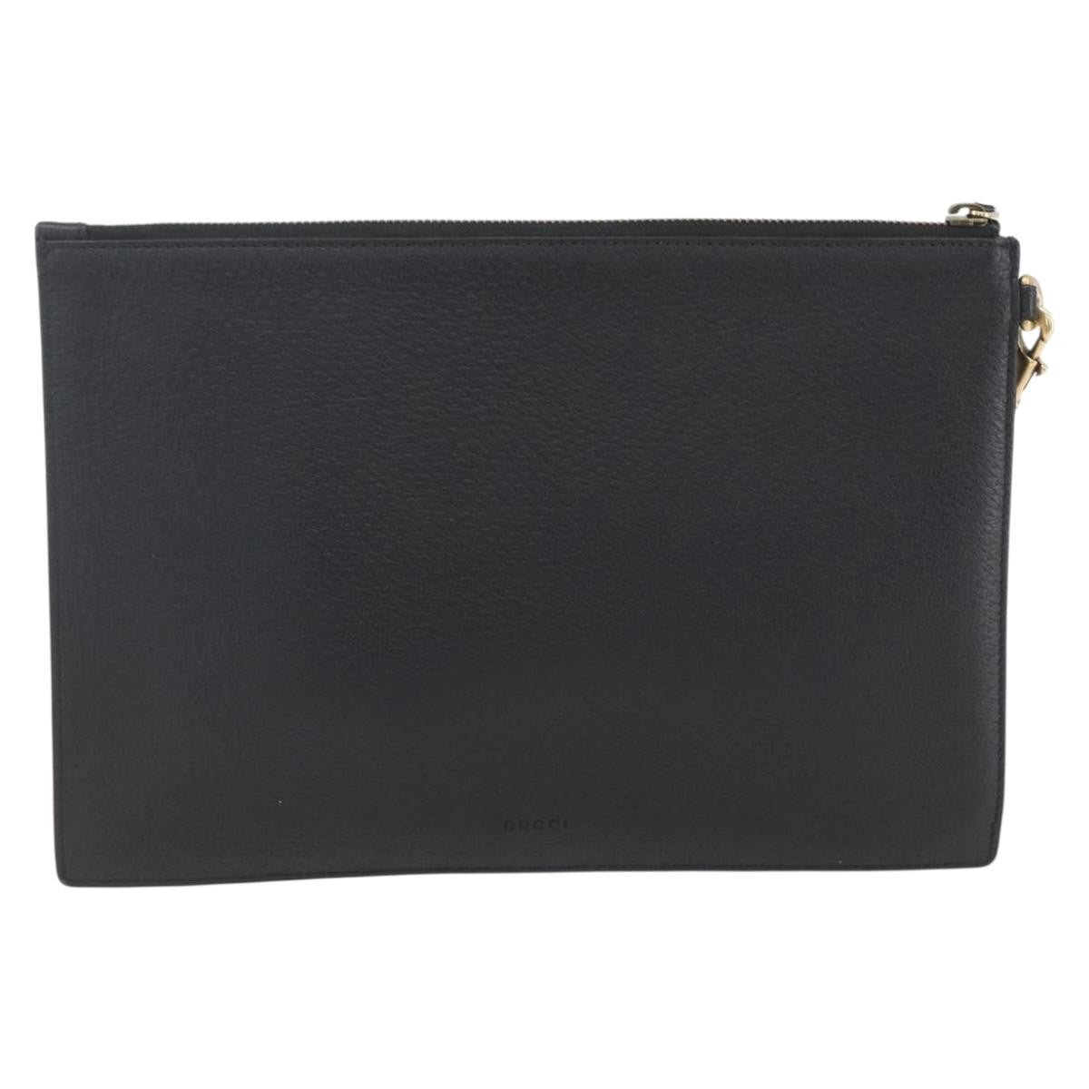 Gucci Gg Marmont Pouch Leather Black Leather Clutche & Pouche Bag (Authentic Pre-Loved)