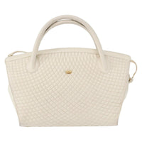Bally Vintage Handbag Quilted Leather White Leather Handbag (Authentic Pre-Loved)