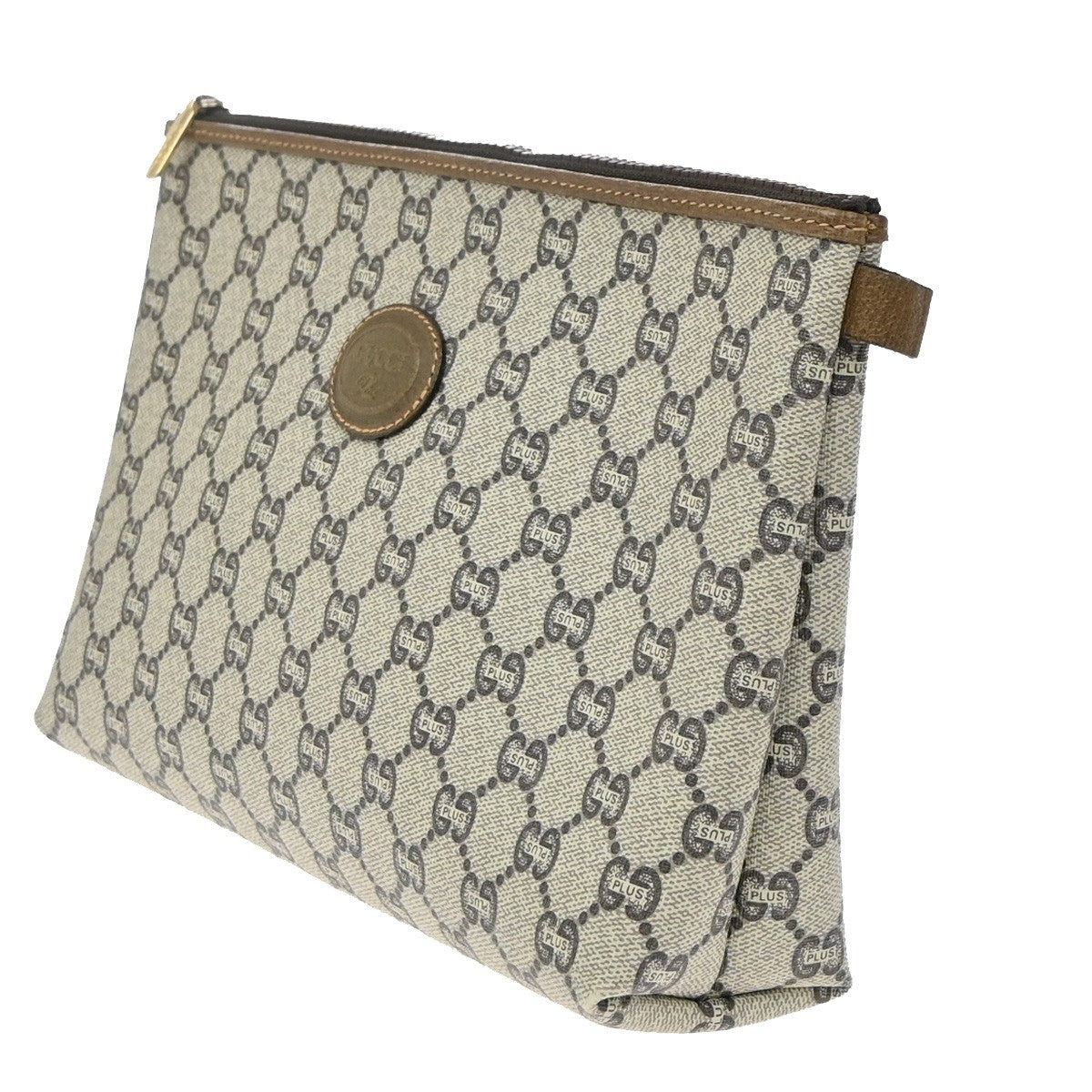 Gucci Gg Plus Supreme Pouch Canvas Brown Pvc Clutche & Pouche Bag (Authentic Pre-Loved)