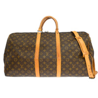 Louis Vuitton Keepall Bandouliere Bag Monogram Canvas Brown Canvas Travel Bag Bag (Pre-Loved)