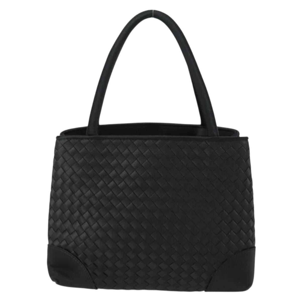 Bottega Veneta Intrecciato Handbag Satin Black Satin Handbag (Authentic Pre-Loved)