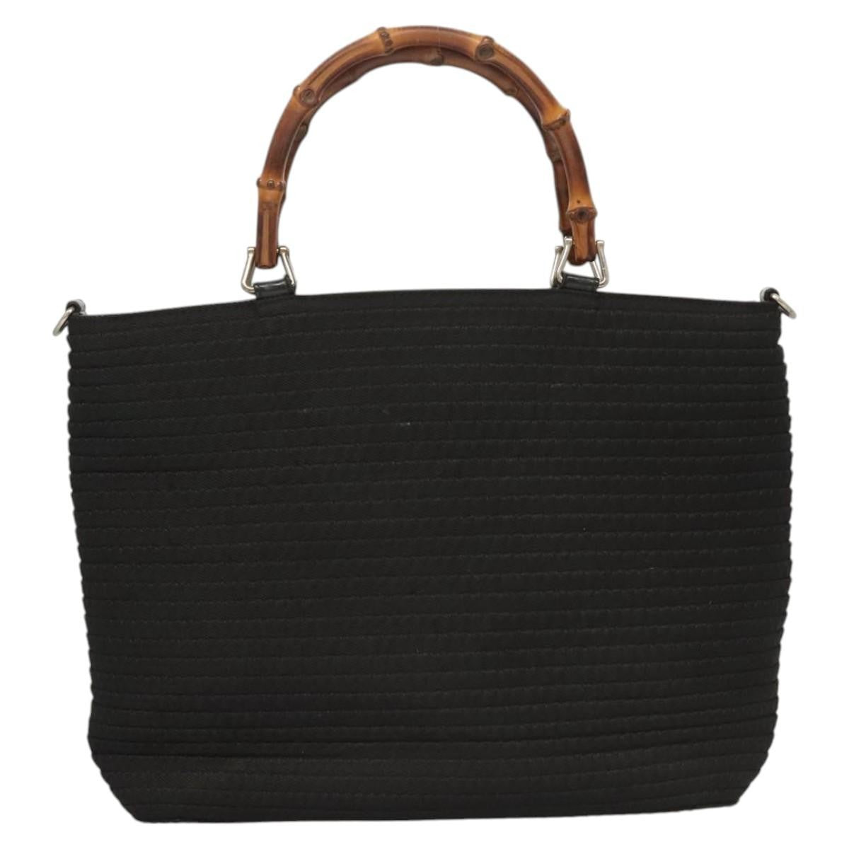 Gucci Bamboo Tote Bag Canvas Black Canvas Tote Bag Bag (Authentic Pre-Loved)