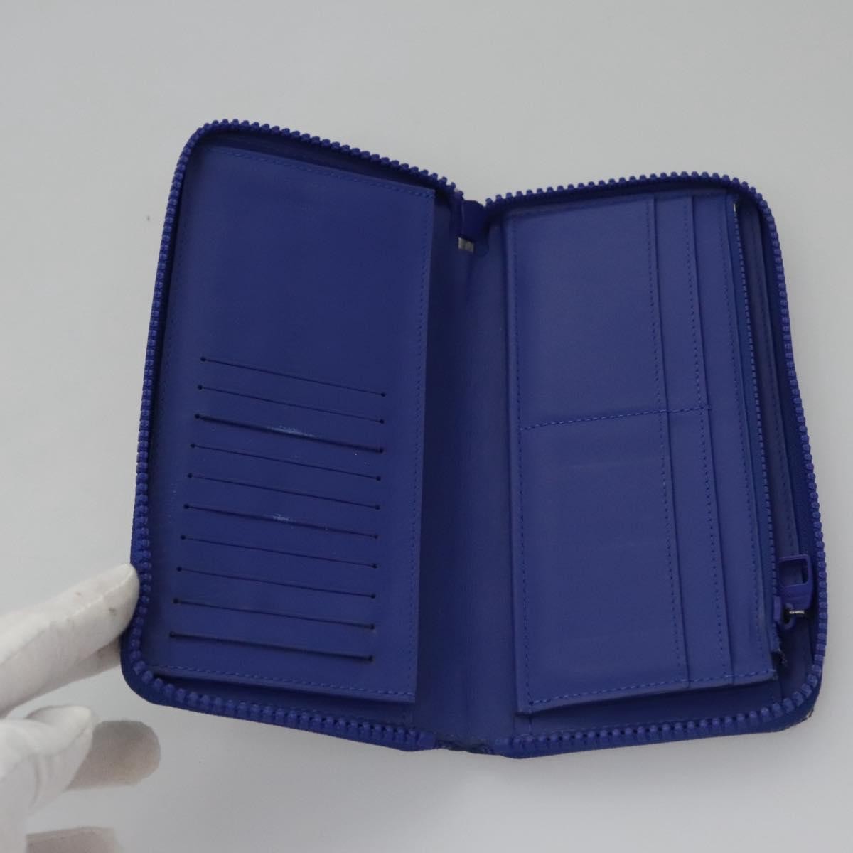 Louis Vuitton Zippy Wallet Nm Taurillon Leather Blue Canvas Wallets Accessory (Authentic Pre-Loved)