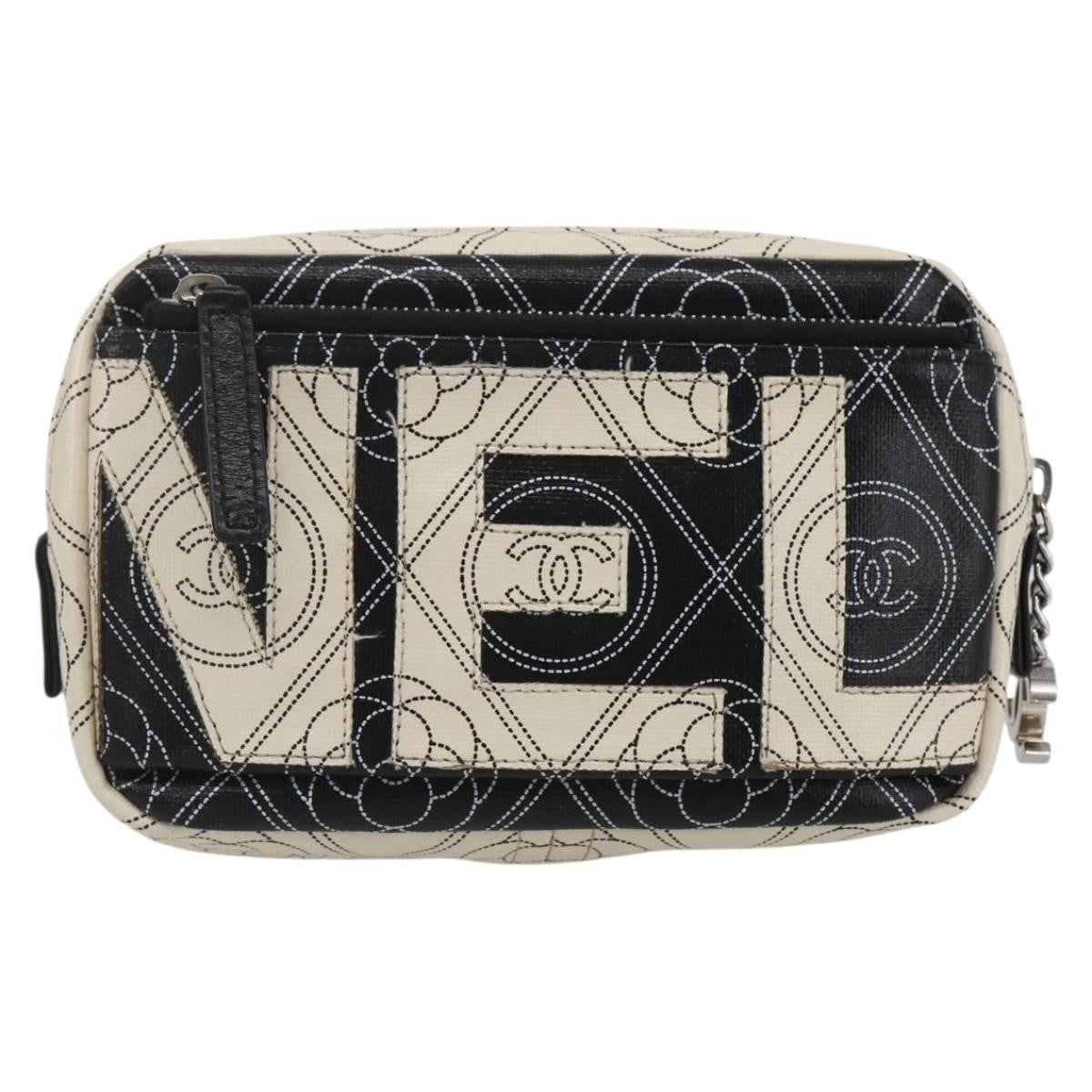 Chanel Logo Camera Case Clutch Printed Coated Canvas Black Pvc Clutche & Pouche Bag (Authentic Pre-Loved)