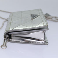 Prada Chain Wallet Embellished Leather Silver Leather Wallets Accessory (Authentic Pre-Loved)
