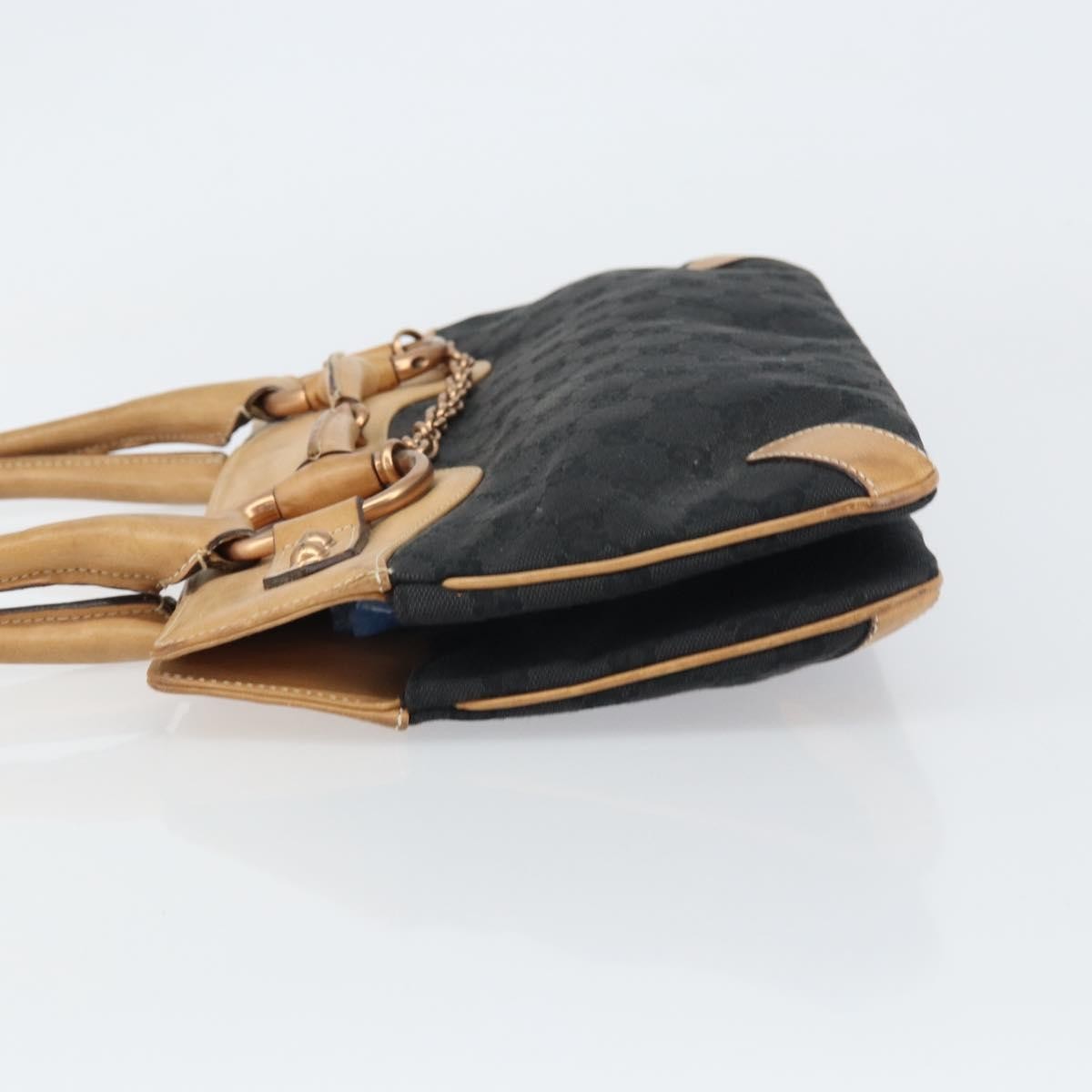 Gucci Horsebit Bracket Tote Gg Canvas Black Canvas Tote Bag Bag (Pre-Loved)