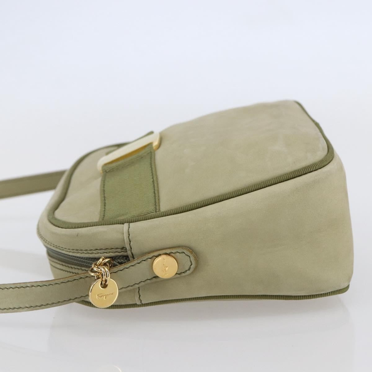 Salvatore Ferragamo Vala Shoulder Bag Suede Green Suede Shoulder Bag Bag (Authentic Pre-Loved)